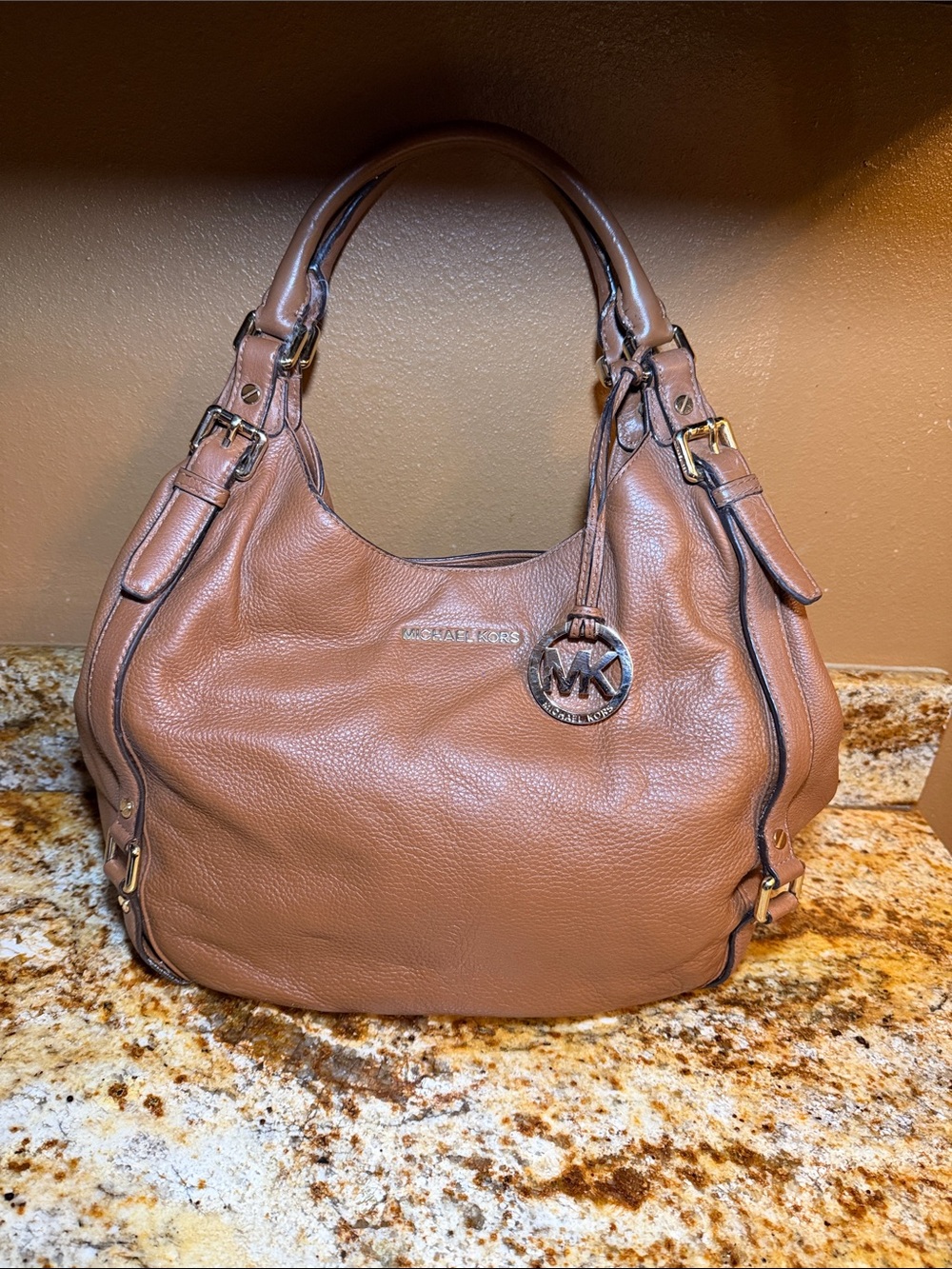 Michael Kors Tan Pebbled Leather Shoulder Hobo